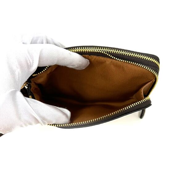 Coach Double Corner Zip Wristlet In Colorblock Ivory Light Saddle Leather 91622 - Picture 6 of 9